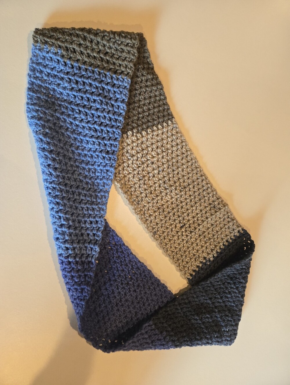 Handmade Crochet Infinity Scarf - Blues And Greys - Picture 2 of 3